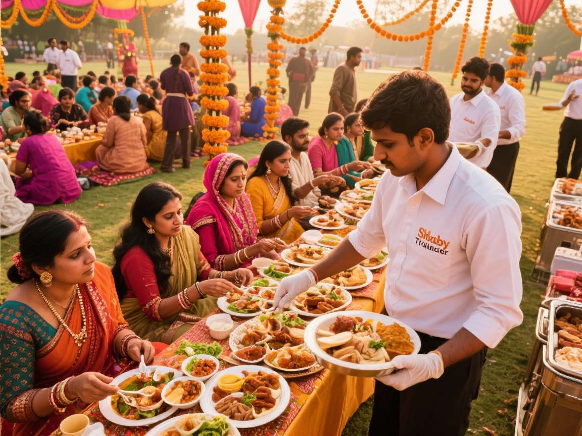 Wedding reception catering setup