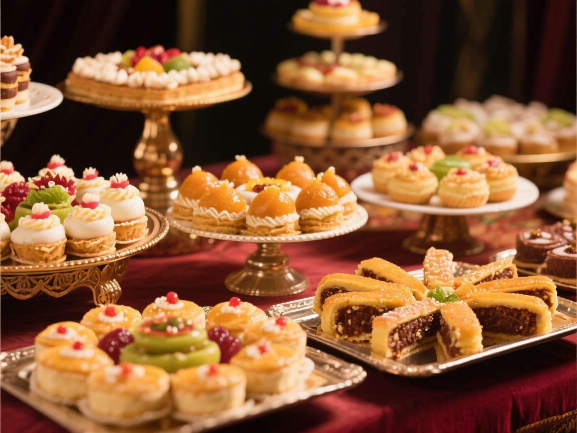 Dessert table with various sweets