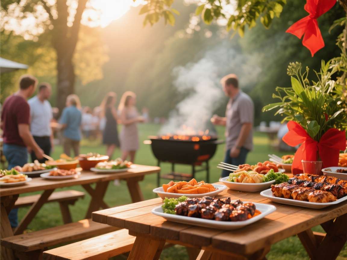 Outdoor barbecue setup with grills