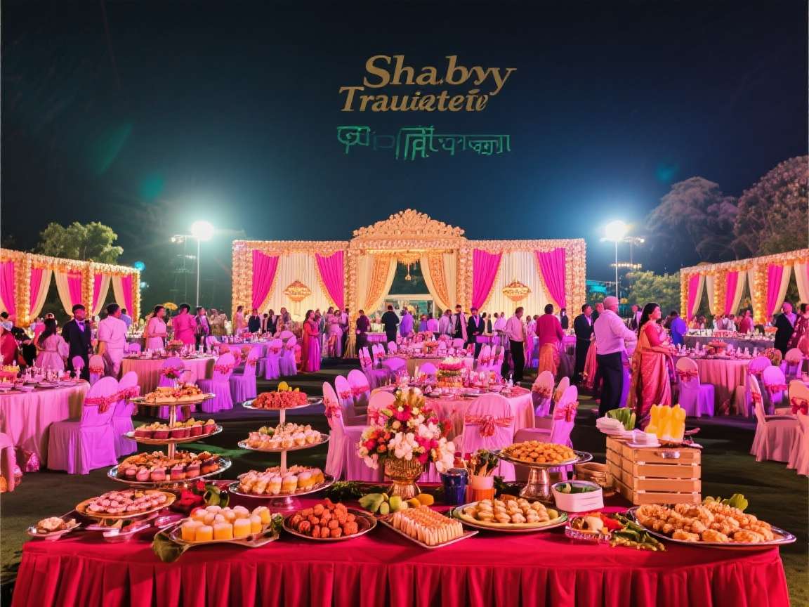 Buffet spread at a large event