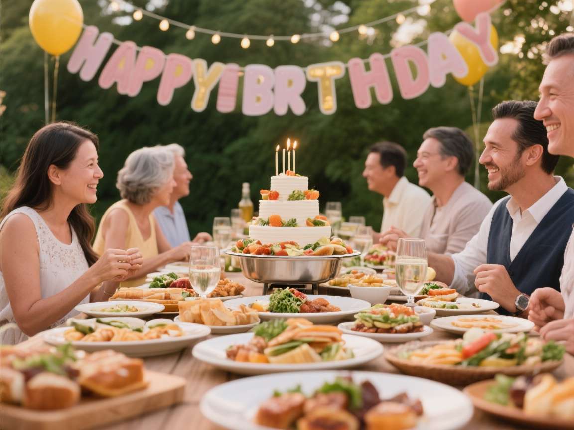 Birthday party with colorful desserts