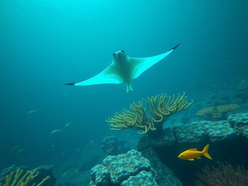 Manta Mania deep sea environment with bioluminescent creatures