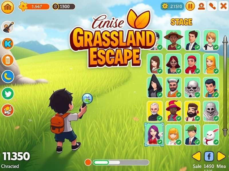 Character selection screen in Anise Grassland Escape showing diverse avatar options