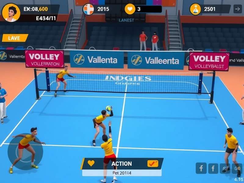 Volley Valiants Gameplay Action - Player executing spike