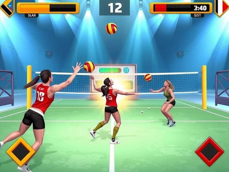 Volley Power Play gameplay screenshot showing intense volleyball action