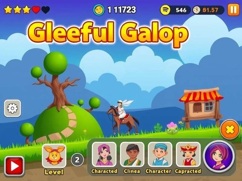 Gleeful Gallop Gameplay Gleeful Gallop gameplay screenshot showing vibrant colors and characters