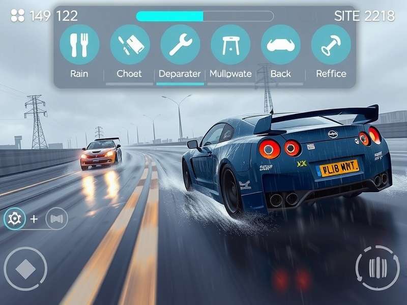 Drizzle Drifters gameplay showing car drifting in rain