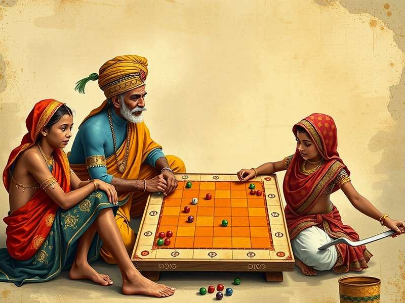 Family playing traditional Indian games together