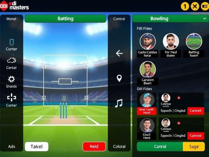 ODI Masters bowling control panel with field placement options