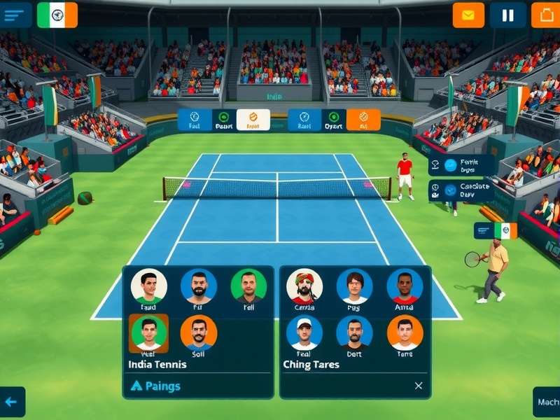 Indian Tennis Gladiators Tournament Competition Indian Tennis Gladiators tournament scene showing competitive players and audience engagement