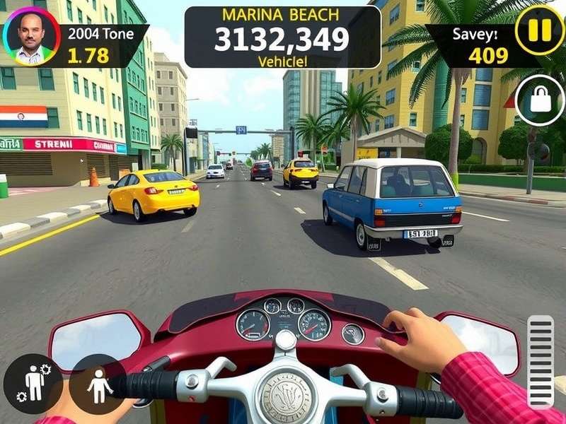 Chennai Chauffeur Champion showing Marina Beach road in the game