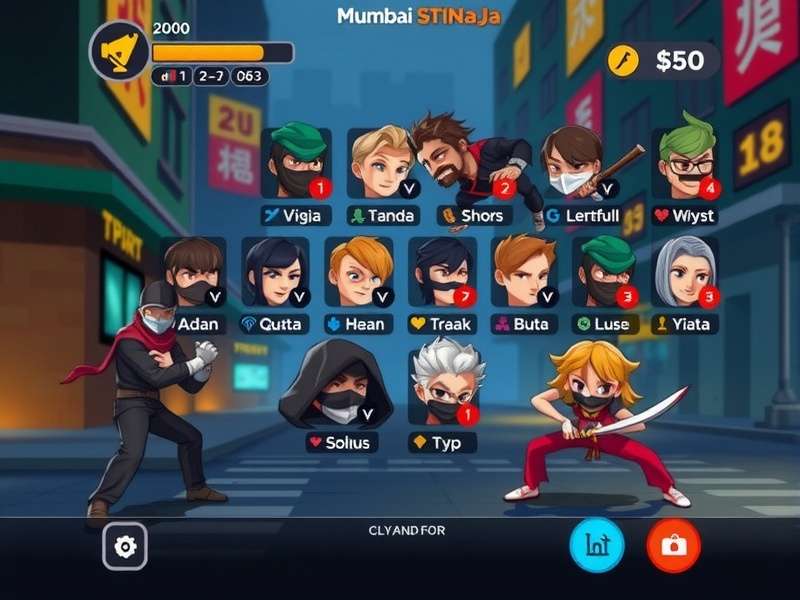 Mumbai Ping Ninja Game Interface Mumbai Ping Ninja control interface and gameplay elements