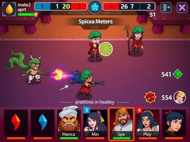Spicy Skirmish character selection screen showing diverse Indian-inspired heroes
