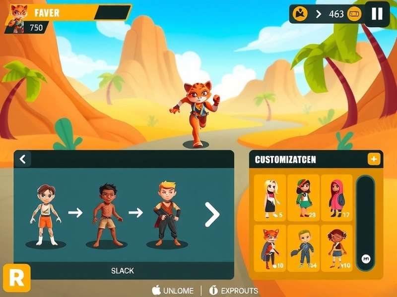 Cheetah Runner Customization Options Cheetah Runner customization options showing various outfits and accessories