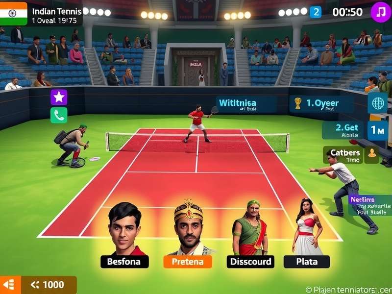 Indian Tennis Gladiators Character Customization Character customization screen in Indian Tennis Gladiators showing diverse avatar options with Indian cultural elements