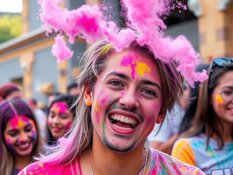 Color Station at Joyful Color Run Color station at Joyful Color Run with volunteers throwing powder