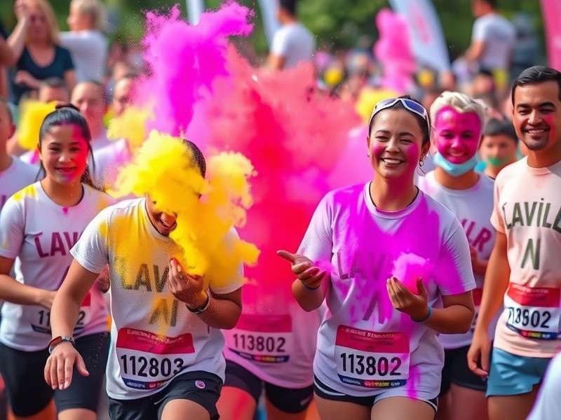 Traditional Roots of Joyful Color Run Traditional Indian Holi celebration with natural colors