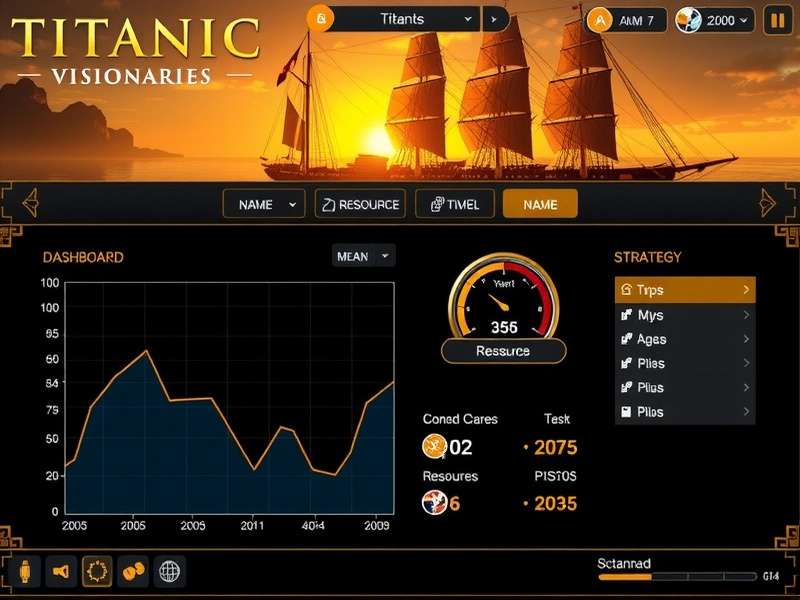 Titanic Trade Visionaries gameplay interface showing trading dashboard