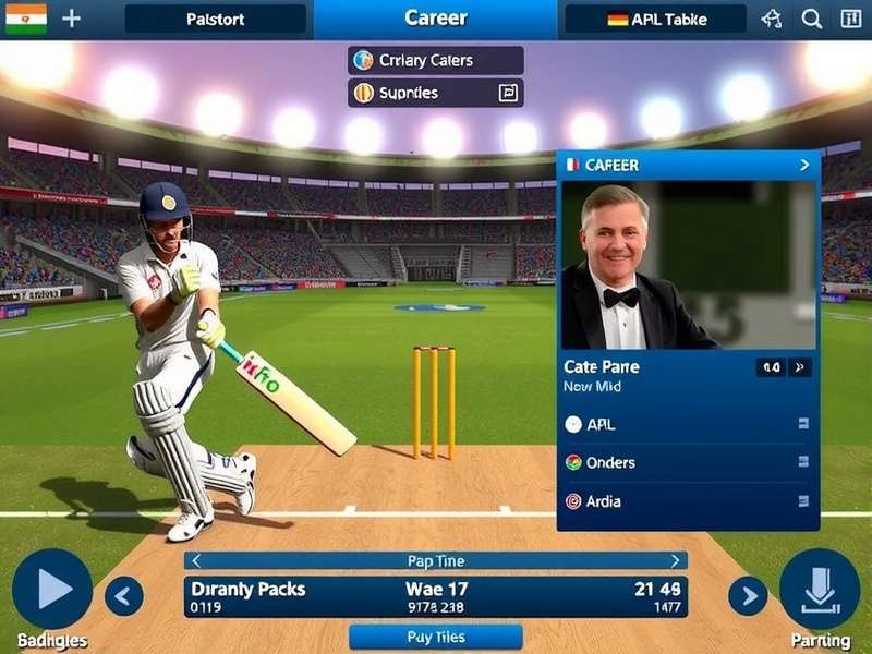 India Cricket Grand Masters Batting Interface India Cricket Grand Masters gameplay screenshot showing batting interface
