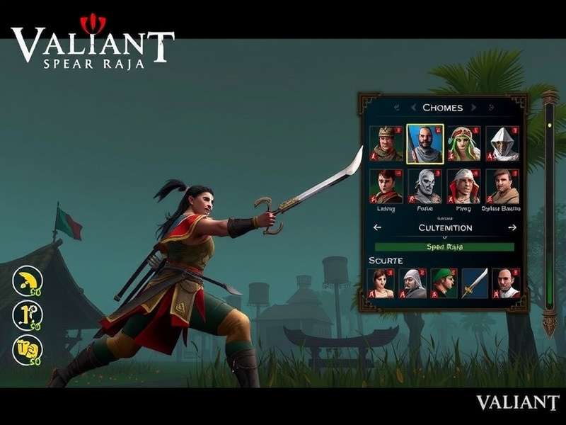 Valiant Spear Raja gameplay screenshot showing combat mechanics
