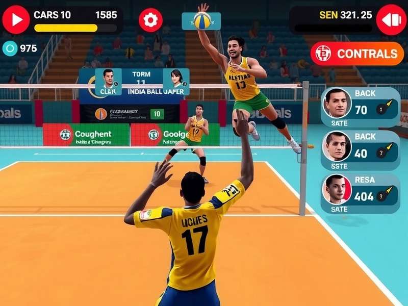 India Volley Champions gameplay screenshot showing intense volleyball action