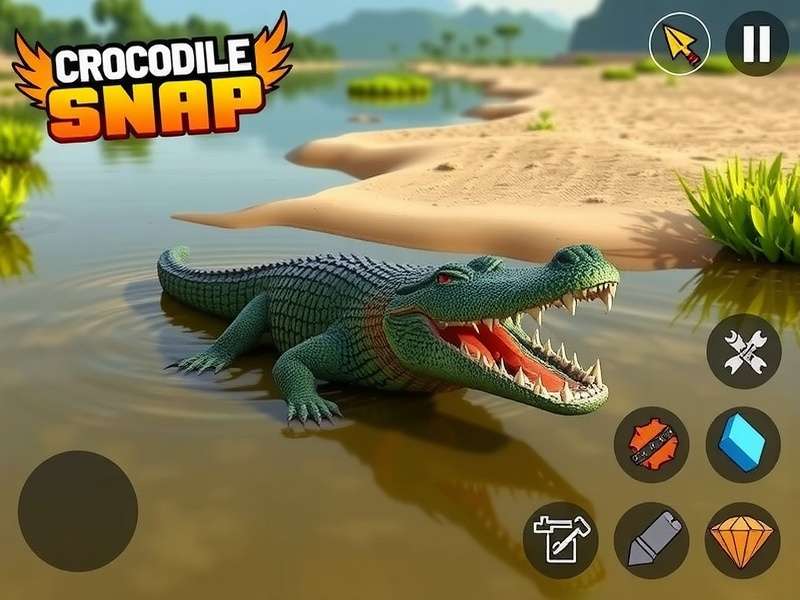 Vicious Crocodile Snap gameplay showing crocodile in wetland environment