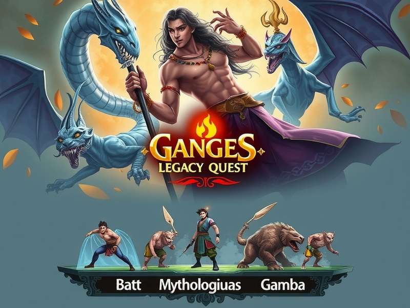 Ganges Legacy Quest - Main Artwork Ganges Legacy Quest main artwork showing protagonist and mythological creatures