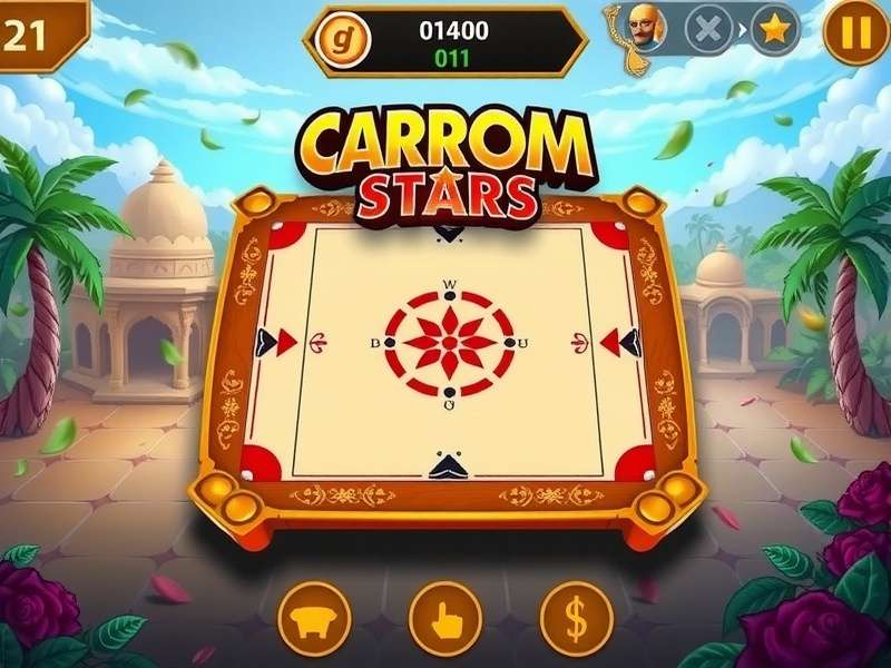 Traditional carrom board alongside mobile version