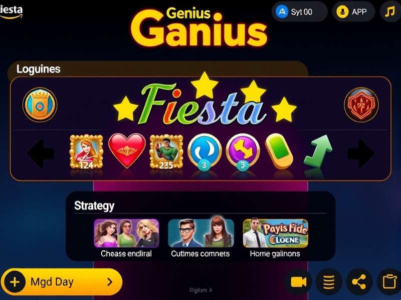 Genius Fiesta Player gaming interface showcasing multiple game options