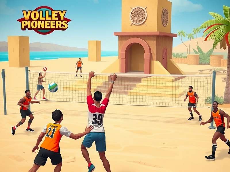 Volley Pioneers gameplay screenshot showing realistic volleyball action