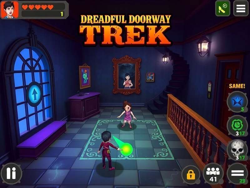 Dreadful Doorway Trek Game Environment Dreadful Doorway Trek gameplay screenshot showing haunted mansion environment