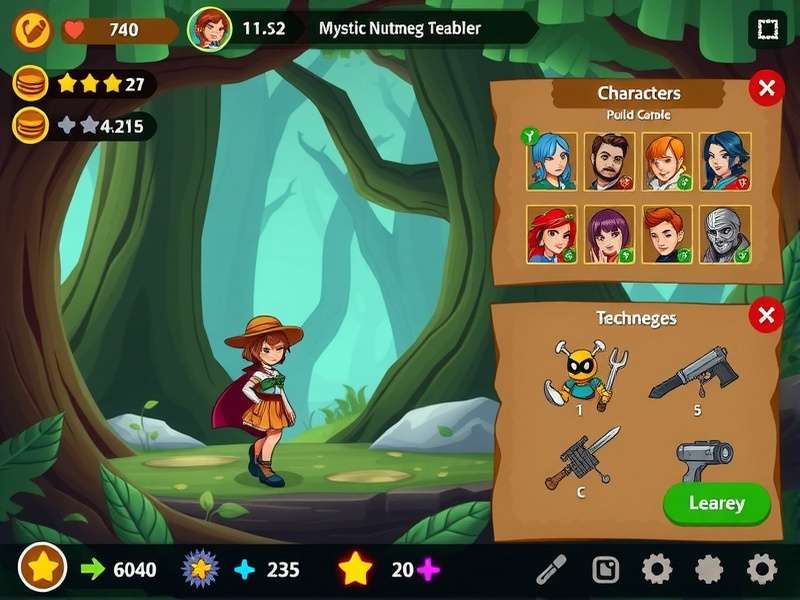 Mystic Nutmeg Escapade gameplay screenshot showing character in mystical forest