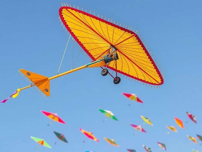 Traditional Indian Papri Glider in flight against blue sky