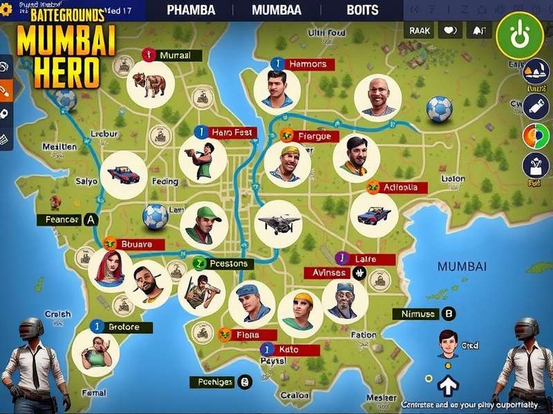 PUBG Mumbai Hero gameplay showing Mumbai map and characters