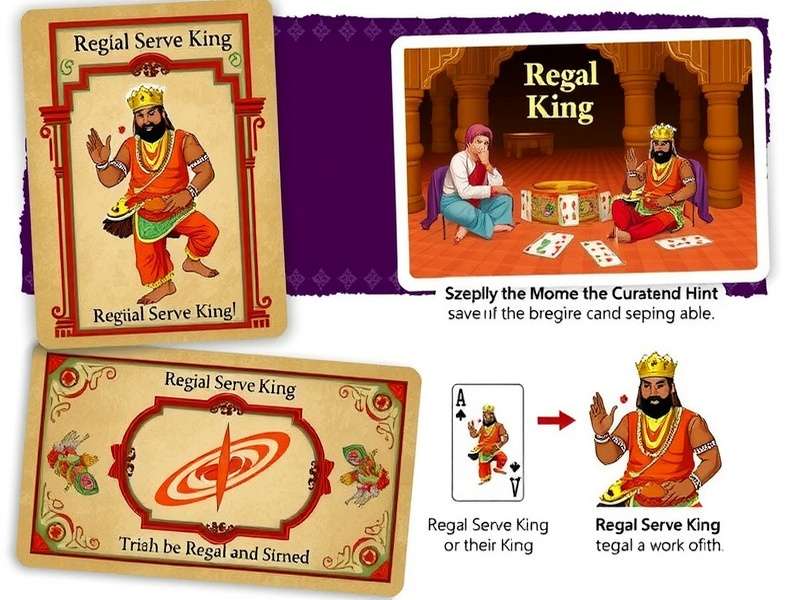 Regal Serve King card game setup with traditional Indian design elements