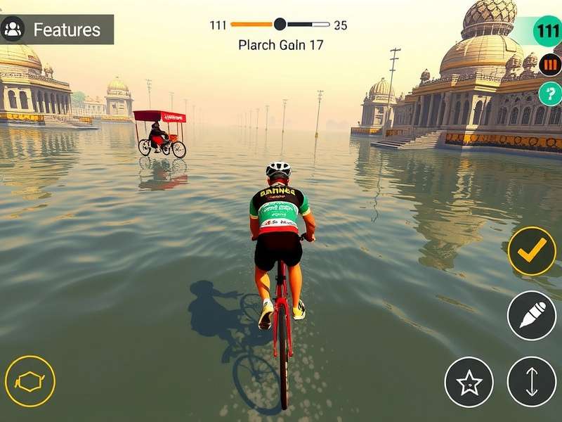 Ganges Cycling Glory feature showcase with multiple gameplay elements