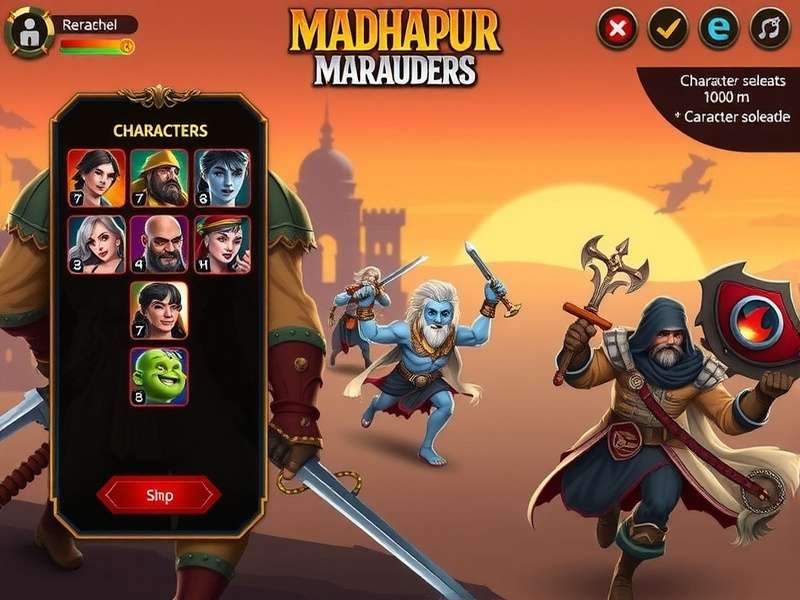 Madhapur Marauders gameplay screenshot showing character selection screen