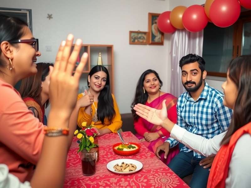 Person demonstrating charades gestures