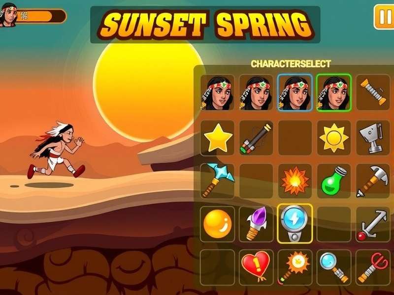 Sunset Sprint Adventure gameplay screenshot showing character running through desert landscape