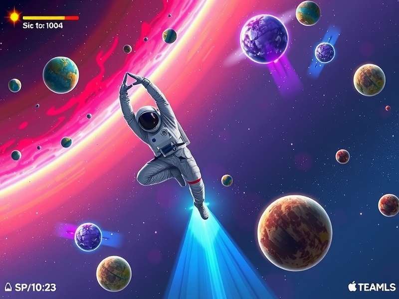 Yoga Rocket Rush gameplay screenshot showing astronaut performing yoga pose in space