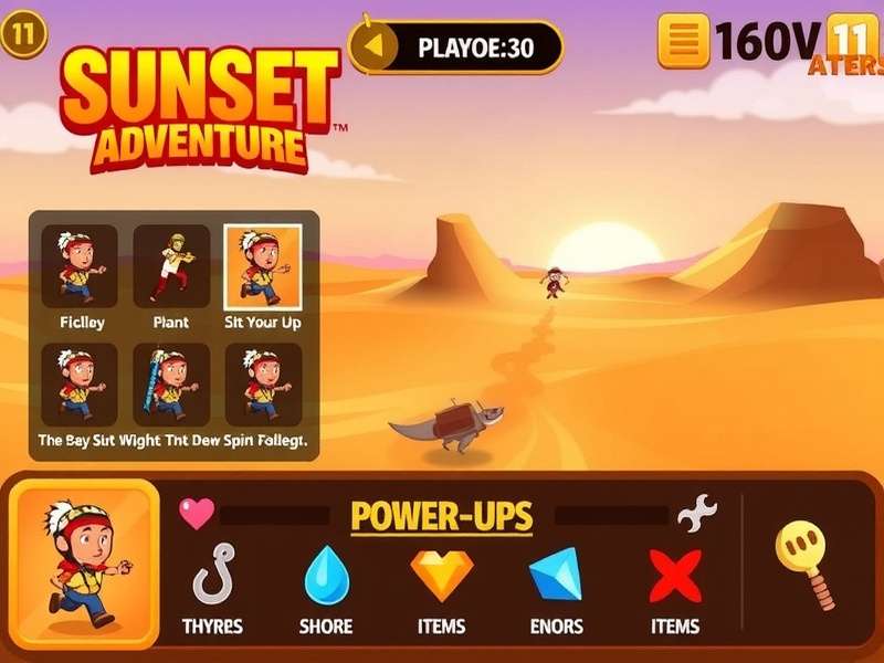 Various power-ups and items available in Sunset Sprint Adventure