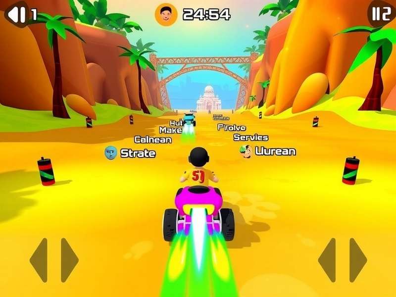 Vibrant Holi Racer Adventure Gameplay Holi Racer Adventure gameplay screenshot showing colorful racing environment