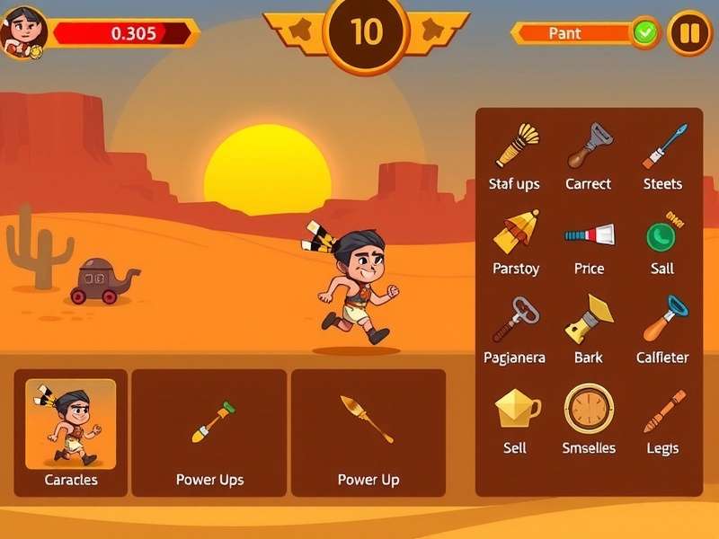 Character selection screen in Sunset Sprint Adventure showing multiple Indian-themed characters