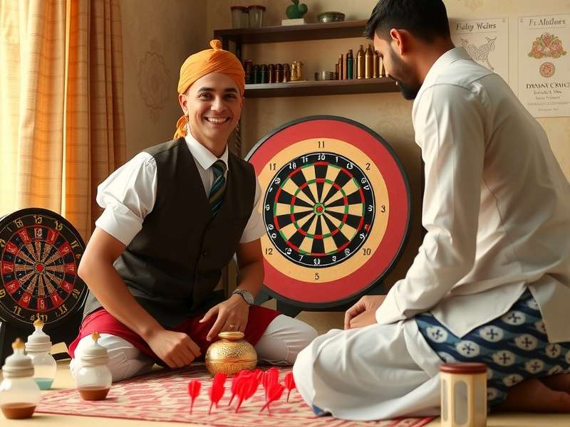 Traditional Indian Dart Maestro equipment and playing setup