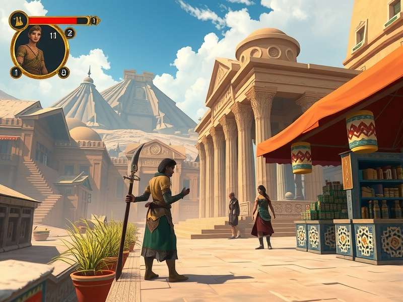 Ancient Wayfarer S Quest gameplay screenshot showing character in ancient temple