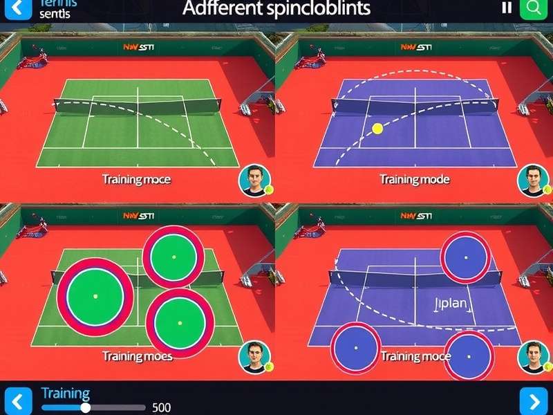 Different court surfaces in Spin Wizard Tennis Maestro