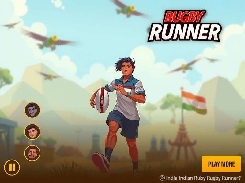 Indian Rugby Runner gameplay screenshot showing character in action