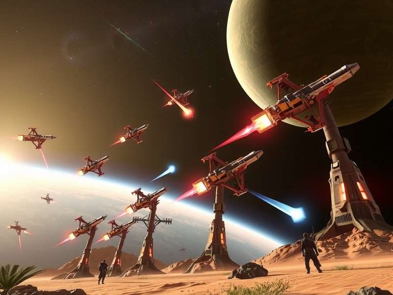 Interstellar Warriors X exploration scene showing alien planet