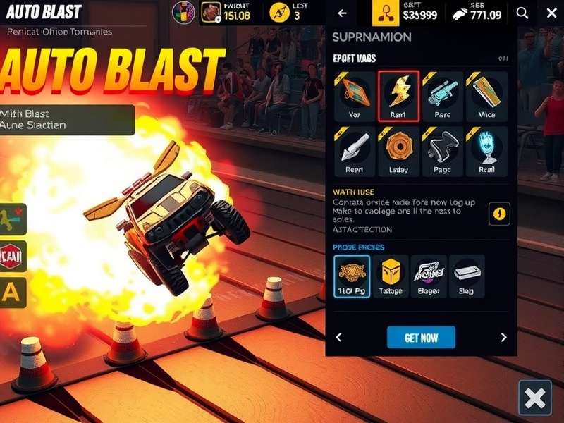 Auto Blast Vehicle Customization - Extensive Upgrade System Auto Blast vehicle customization screen showing various upgrade options