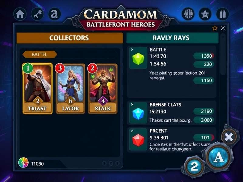 Cardamom Battlefront Heroes gameplay screenshot showing card battle interface